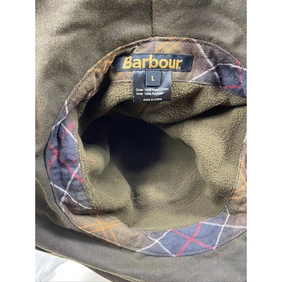 BARBOUR WOMENS WAXED COTTON BROWN LARGE W/ FLOWER HAT - Picture 5 of 5